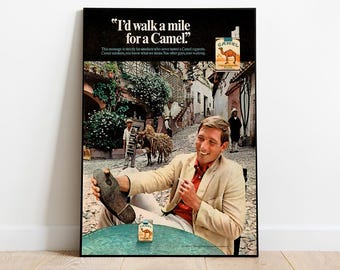 Camel Cigarettes Vintage Ad Poster [INSTANT DOWNLOAD] 1960s Retro Modern Minimalist Wall Art