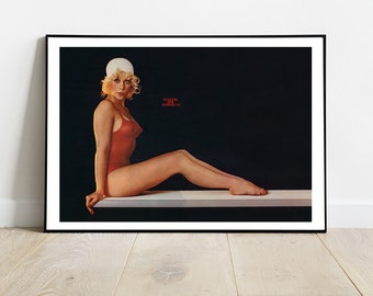 Vintage 1970s Pin-Up Girl Art Print INSTANT DIGITAL DOWNLOAD