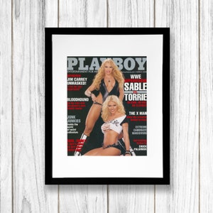 Vintage Playboy Magazine Cover, WWE Sable & Torrie, Framed Art, March 2004, Authentic Memorabilia, 11x14