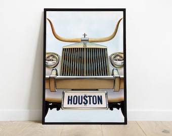 Vintage Houston Texas Framed Art Print 18x24