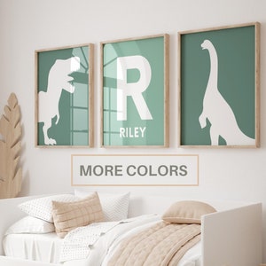 Dinosaurier Poster 3er Set Personalisierte Dinosaurier Kinderzimmer Dekor Wand Kunst Druck Custom Name Kinderzimmer Namensschild Kindergarten Kind Kinder Printable Baby