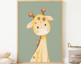 Giraffe Nursery Print | Jungle Animal Wall Art Prints pour enfants | Boho, Safari, Animal | Nursery Child Kids Imprimable | Neutre du point de vue du genre