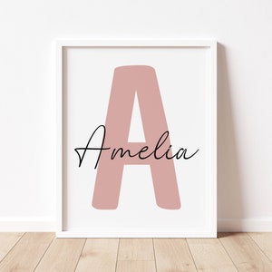 Impresión personalizada del nombre inicial / Carta personalizada / Signo de nombre del bebé imprimible / Nombre del bebé de la guardería / Arte de la pared de los niños / Impresiones de los niños / Monograma del nombre