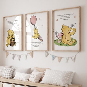 Winnie the Pooh Quote Prints: Set of 3 Nursery Wall Art (Digital Download)