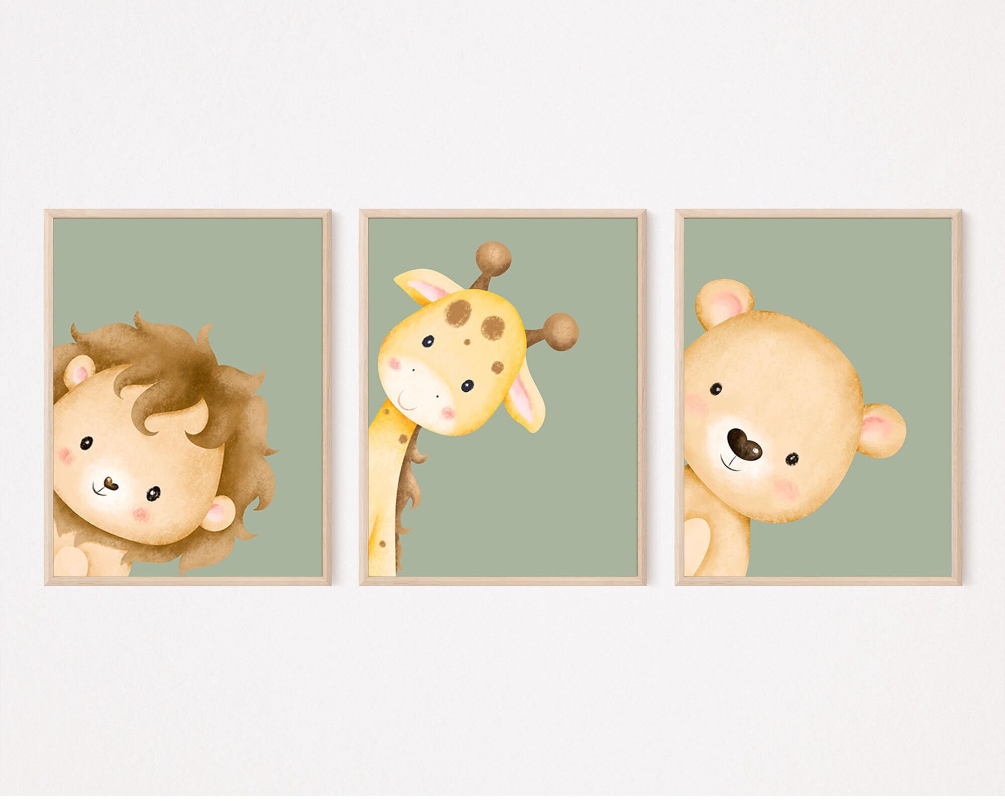 Set of 3 Jungle Animal Nursery Wall Art Prints Safari Etsy