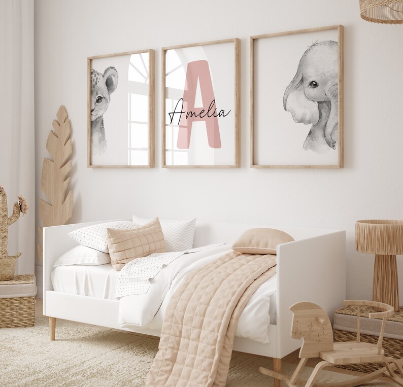 Set of 3 Jungle Animal Nursery Decor Wall Art Print Etsy