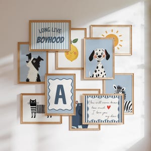 200+ Kids Room Wall Art Bundle, Name Initial, Playful Animal Nursery Print, Eclectic Playroom Decor, Toddler Room Print| Child Gallery Wall