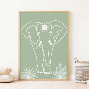 Boho Safari Jungle Animal Line Art Kids Bedroom Nursery Wall Art / Lion, Elephant, Giraffe / Minimalist Nursery Child Imprimible