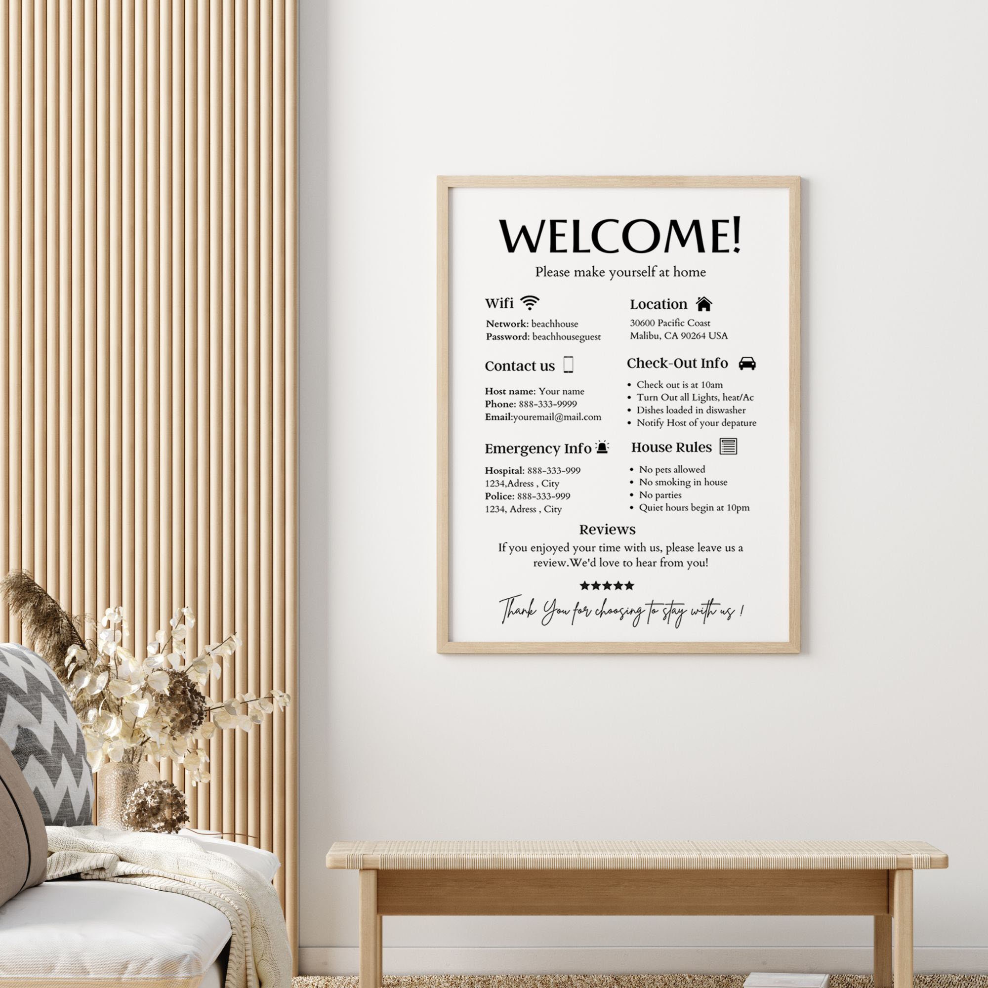 Welcome Sign Template, Airbnb, VRBO, Vacation Rental