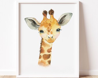 Jungle Animal Nursery Decor Giraffe Wall Art Print| Safari Nursery Decor| Nursery Child Kids Printable , New baby gift, Instant download