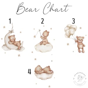 Set of 3 Custom Teddy Bear nursery wall art print Personalized name Teddy bear Nursery Decor Nursery Child Kids Decor Cloud, Moon, Ballon image 5