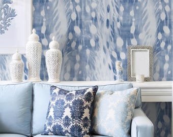Papel pintado autoadhesivo estilo chinoiserie azul - Grandmillennial Accent Wall