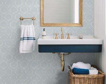 Preppy Coastal Wallpaper with a Nautical Rope and Shell Pattern