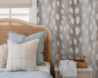 Fawn Print Wallpaper: Neutral Taupe & Cream Animal Pattern - Peel and Stick