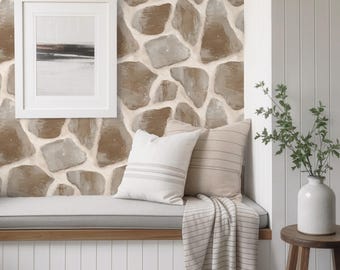 白塗り風化レンガ壁紙 - 素朴な露出風のアンティーク調石