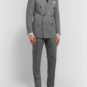 メンズ ライトグレー ウール ダブルブレスト スーツ 2ピース - Etsy 日本