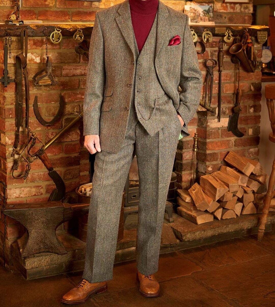 ブラッケンブラウンツイードスーツ：メンズスリーピースウール