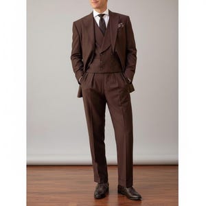 ブラッケンブラウンツイードスーツ：メンズスリーピースウール