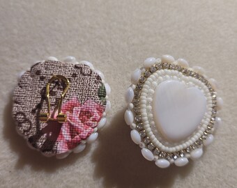 White heart Beaded earrings