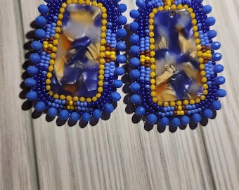 Blue Beaded earrings