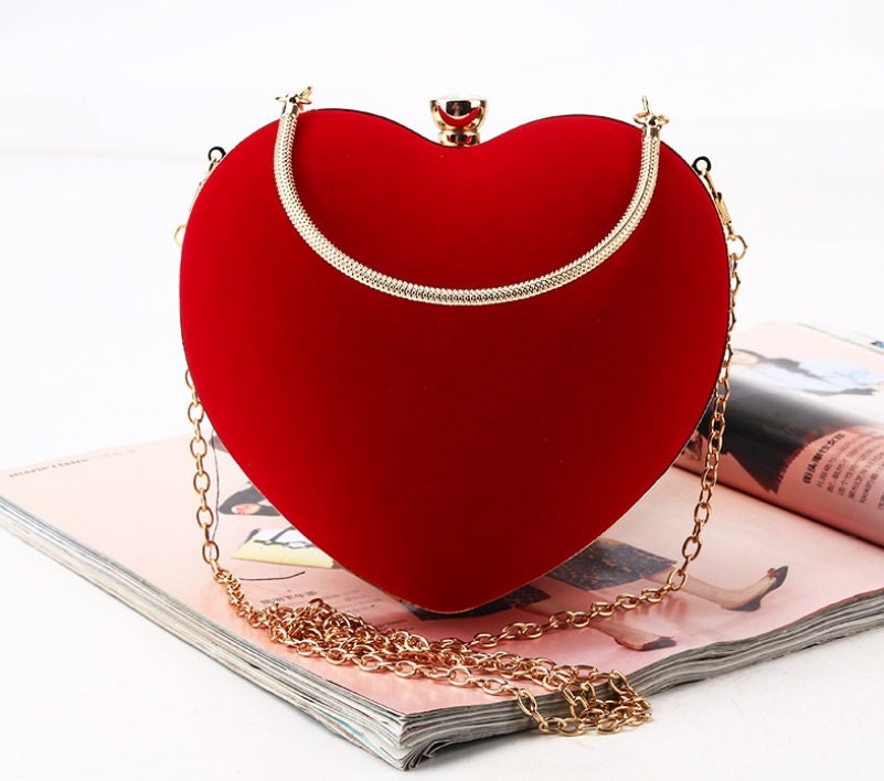 Red heart clutch best sale bag