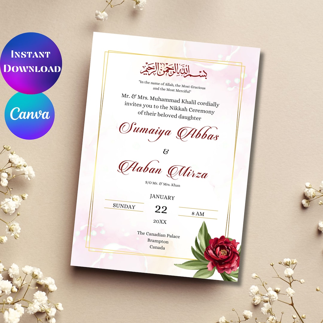 Nikkah Invitation Template Digital Nikkah Invite Nikkah Invitation Card Nikkah Invitation Template Digital Nikkah Invite Nikkah Invitation Card