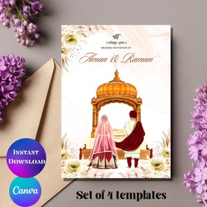 Sikh wedding invitation Sikh wedding card Punjabi wedding invitation Anand Karaj invitation Punjabi wedding card Anand karaj jaggo reception