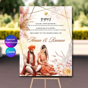 Anand Karaj Welcome Sign Sikh Wedding Sign Anand Karaj Sign Punjabi Wedding Signs Sikh Wedding Welcome sign Punjabi Wedding Signs Canva