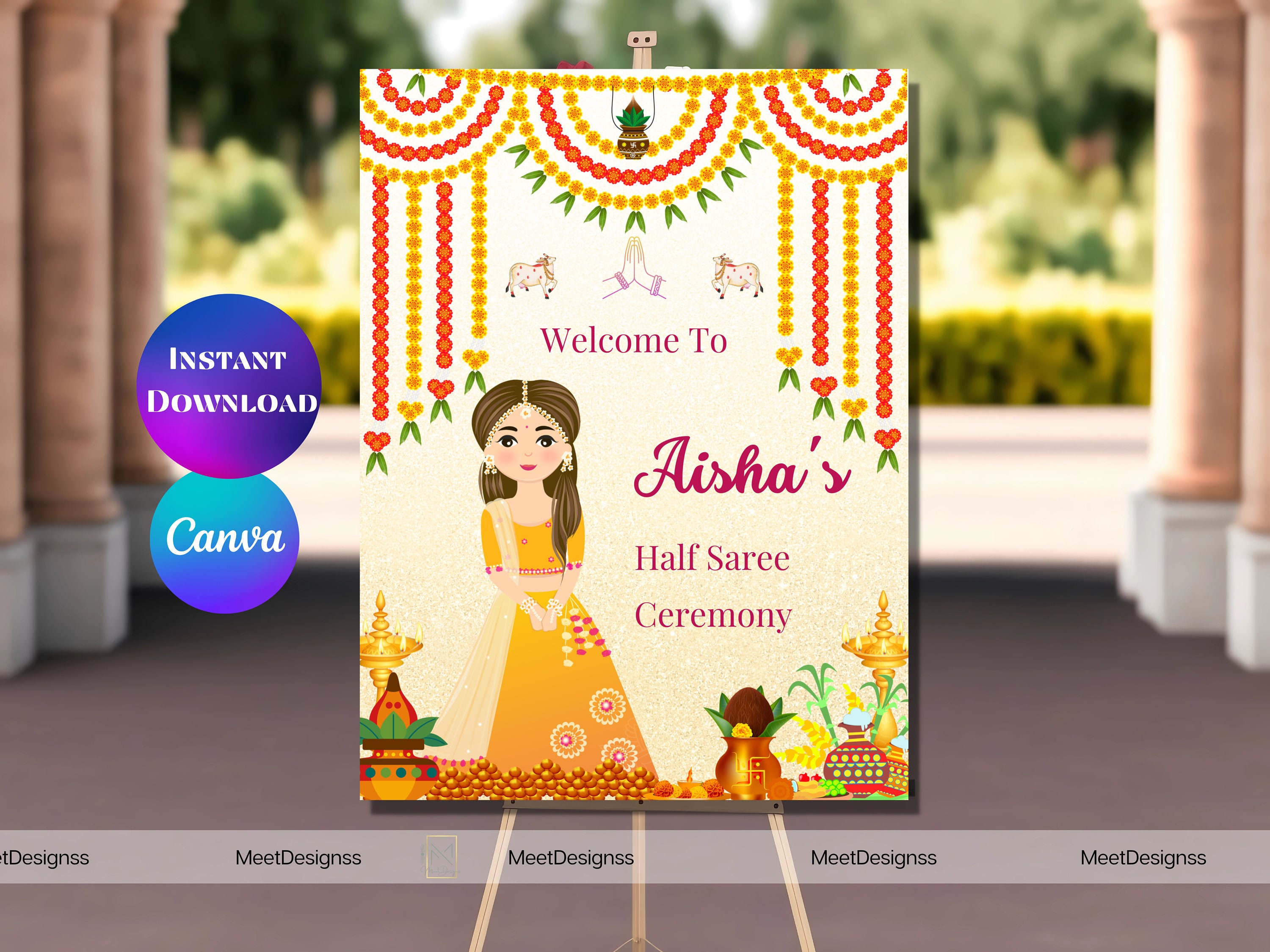 Half Saree Poster Half Saree Sign Half Saree Ceremony Sign Half