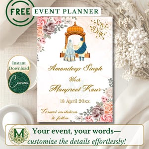 Sikh save the date Hindu save the date card Punjabi save the date Sikh wedding card Hindu wedding invitation card Save the date invite card
