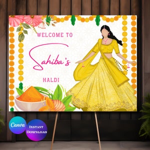 Plaque de bienvenue haldi Poster Bienvenue en Haldi Décoration haldi Plaque de bienvenue haldi Plaque de cérémonie haldi Plaques de bienvenue Pithi Plaque de bienvenue Holud Canva