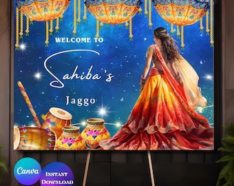 Jaggo Welcome sign Jaggo sign Welcome to Jaggo sign Jago poster Jago Welcome Signs Jago signs Punjabi Jaggo signs Jaggo party sign Canva