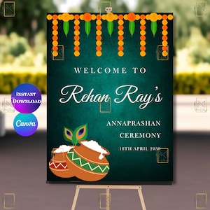 Annaprasana Welcome Sign Pasni Welcome Sign Annaprashan Decor Rice Feeding Welcome Poster Annaprasana welcome signage Rice feeding ceremony