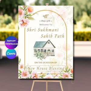 New house Path welcome sign Shri Sukhmani Sahib path welcome sign Punjabi housewarming welcome sign Shri Akhand path welcome sign Canva