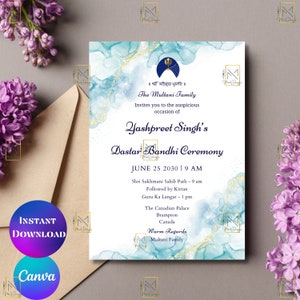 Modèle de carte d'invitation dastar bandi numérique Carte d'invitation de dastar bandi numérique
