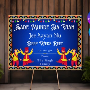 Sade munde da viah welcome sign Sade Kudi da viah welcome sign Sikh wedding welcome sign Punjabi wedding welcome sign Wedding week sign