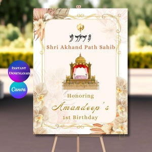 jee aayan nu Welcome sign Sukhmani Sahib Welcome sign Akhand path Welcome sign Birthday Wedding path welcome sign Boho Akhand path signage