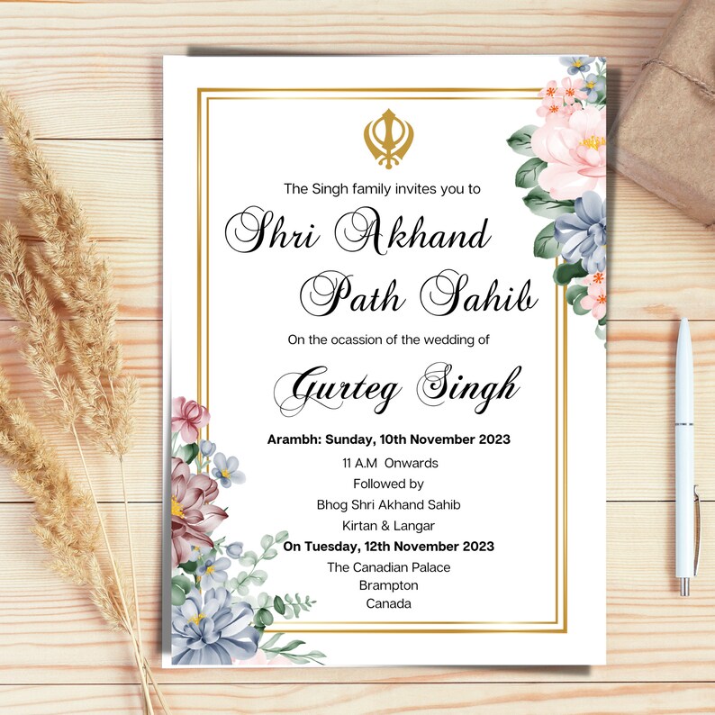 sukhmani sahib path invitation card template editable