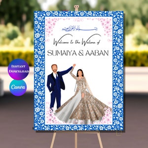 Walima welcome sign Walima sign Muslim Wedding Signs Islamic wedding sign Muslim Welccome sign Nikkah signages Nikah welcome sign Canva