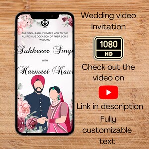 Sikh wedding video invitation Sikh wedding invitation video invite Punjabi wedding video invitation digital Sikh wedding invite