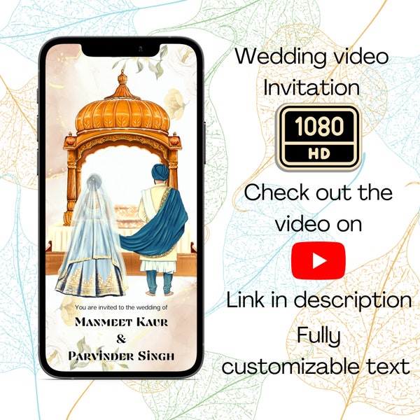 Sikh wedding video invitation Video invitation Digital video invites Sikh video invitation Punjabi wedding invitation video invite