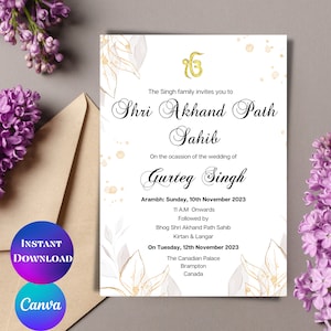 Shri Akhand Path Sahib invitation Shri Sukhmani Sahib Path Digital invitation Akhand path invite Akhand Path party invitation Path invite