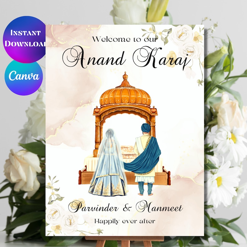 Anand Karaj Sign Board Punjabi Wedding Board Sikh Wedding Sign