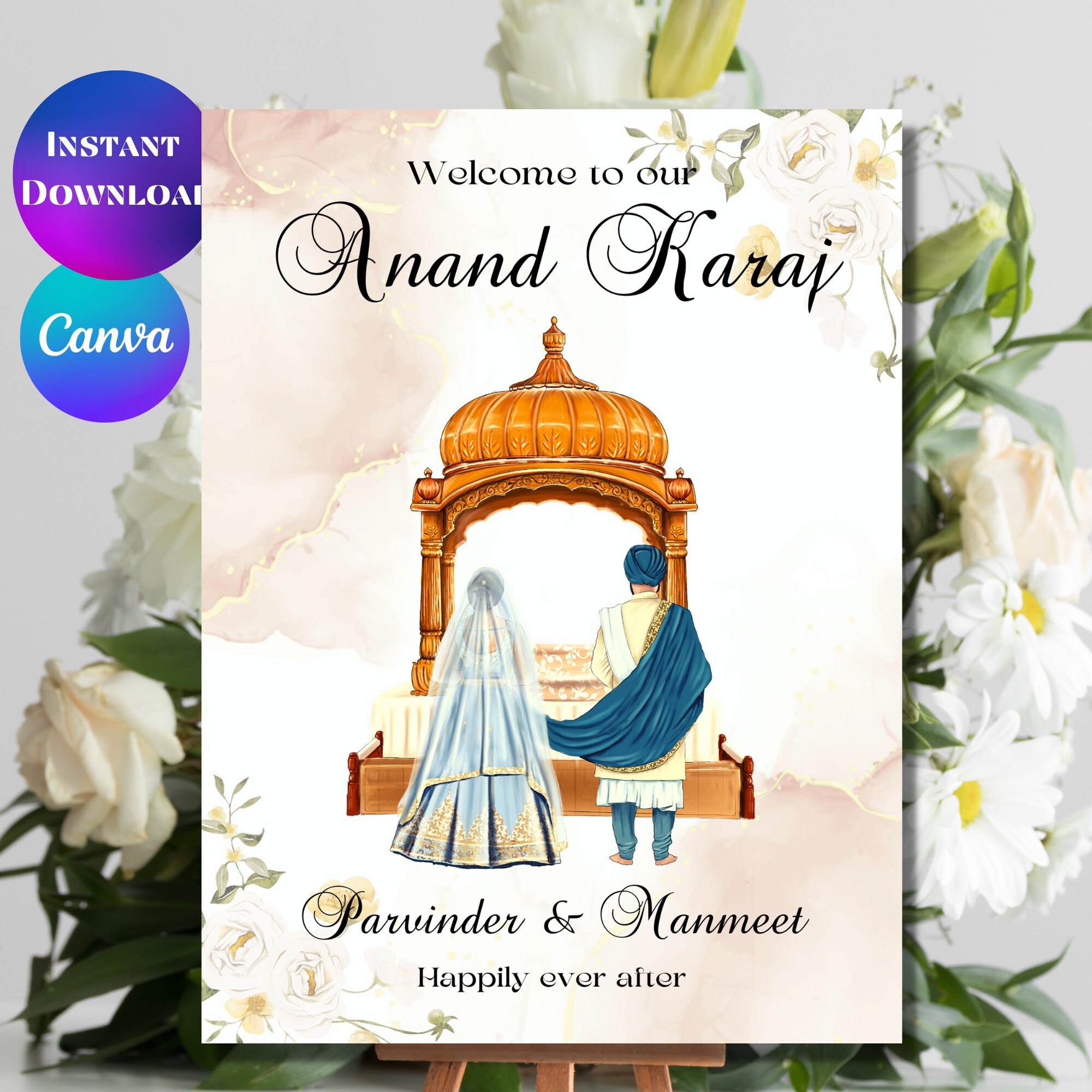 Anand Karaj Sign Board Punjabi Wedding Board Sikh Wedding Sign