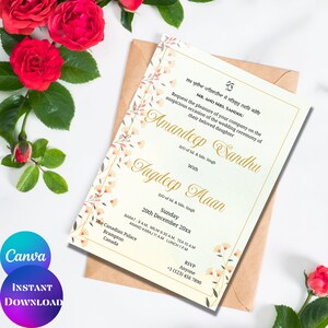 Elegant Sikh wedding invitation Digital sikh wedding invite Punjabi wedding invitation card Anand Karaj invite editable Sikh wedding invite