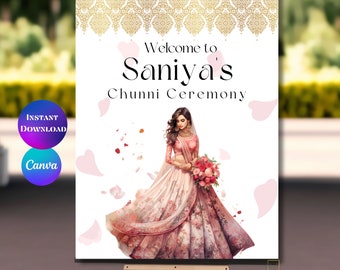 Welcome to Chunni Ceremony Chunni signage Sikh wedding sign Chunni Welcome Signs Chunni Sign Chunni Ceremony poster Canva