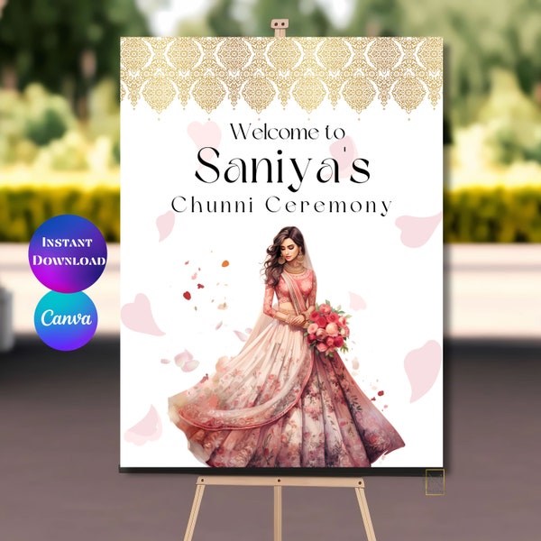 Welcome to Chunni Ceremony Chunni signage Sikh wedding sign Chunni Welcome Signs Chunni Sign Chunni Ceremony poster Canva