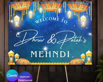 Mehndi welcome sign Sign Mehndi Signs Mendhi Umbrella signs Mehendi decor Mendhi poster Mehndi Welcome signs Mendhi umbrella sign Canva