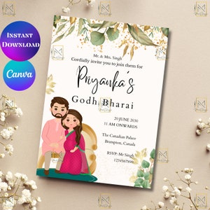 Godh Bharai invite Digital Seemantham invitation Indian baby shower invitation Valaikappu Seemantham invite Godh Bharai Ceremony invite card