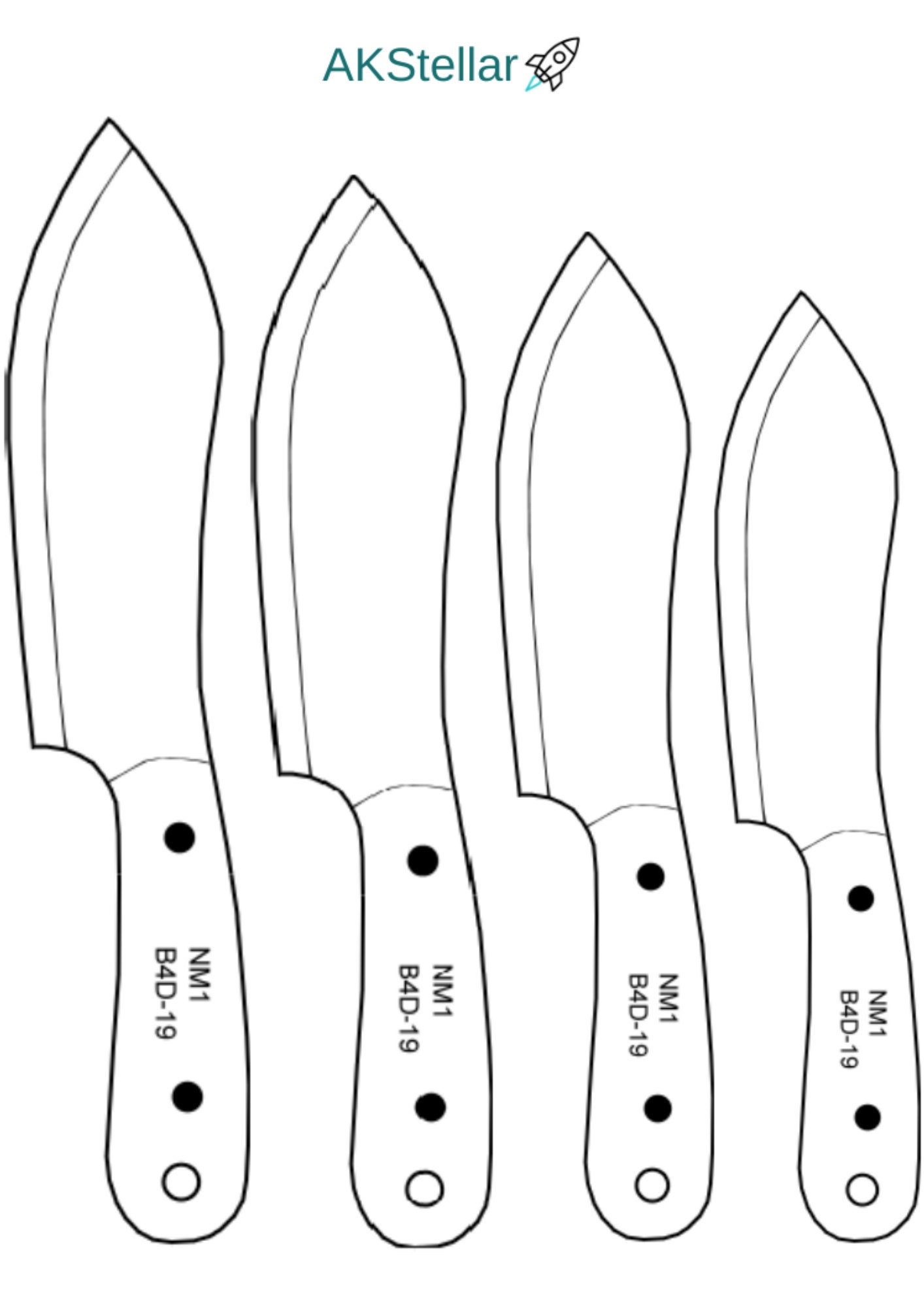 Knife Stencils for Forging Hunting Knives, Kitchen Knives, Etc. 80 ...